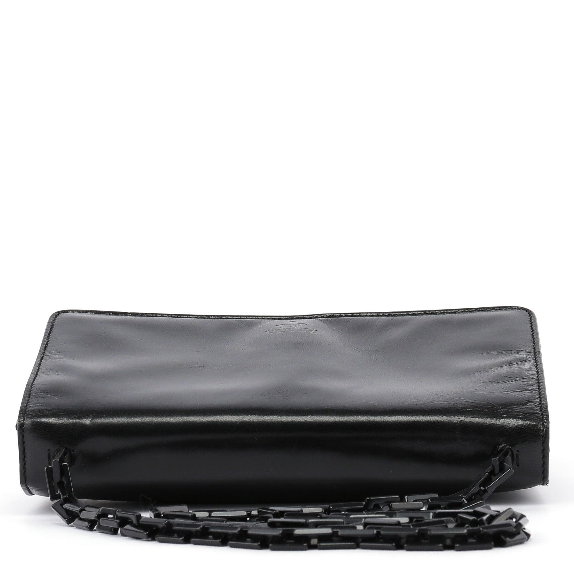 1990's Black Vitello Plastic Shoulder Bag