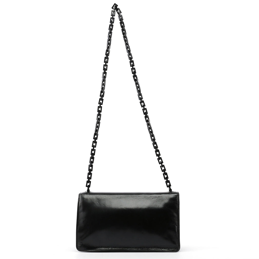 1990's Black Vitello Plastic Shoulder Bag