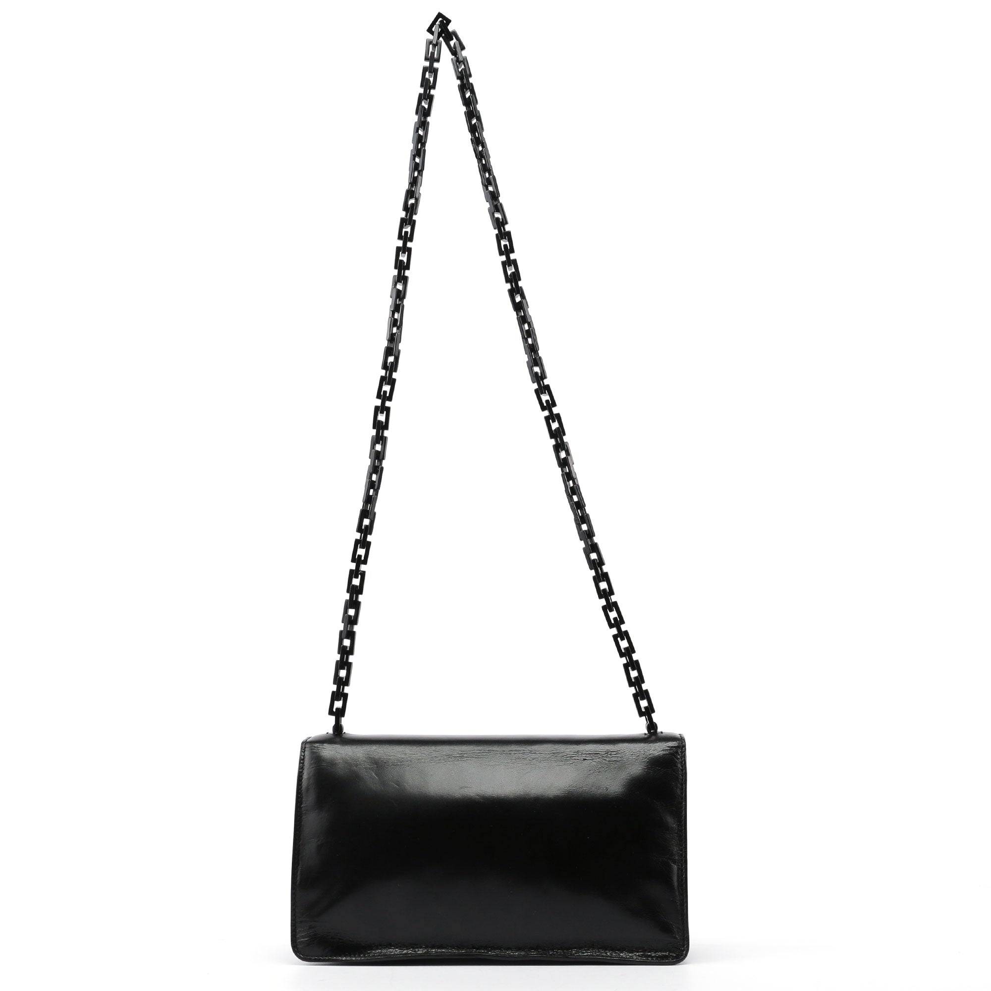 1990's Black Vitello Plastic Shoulder Bag