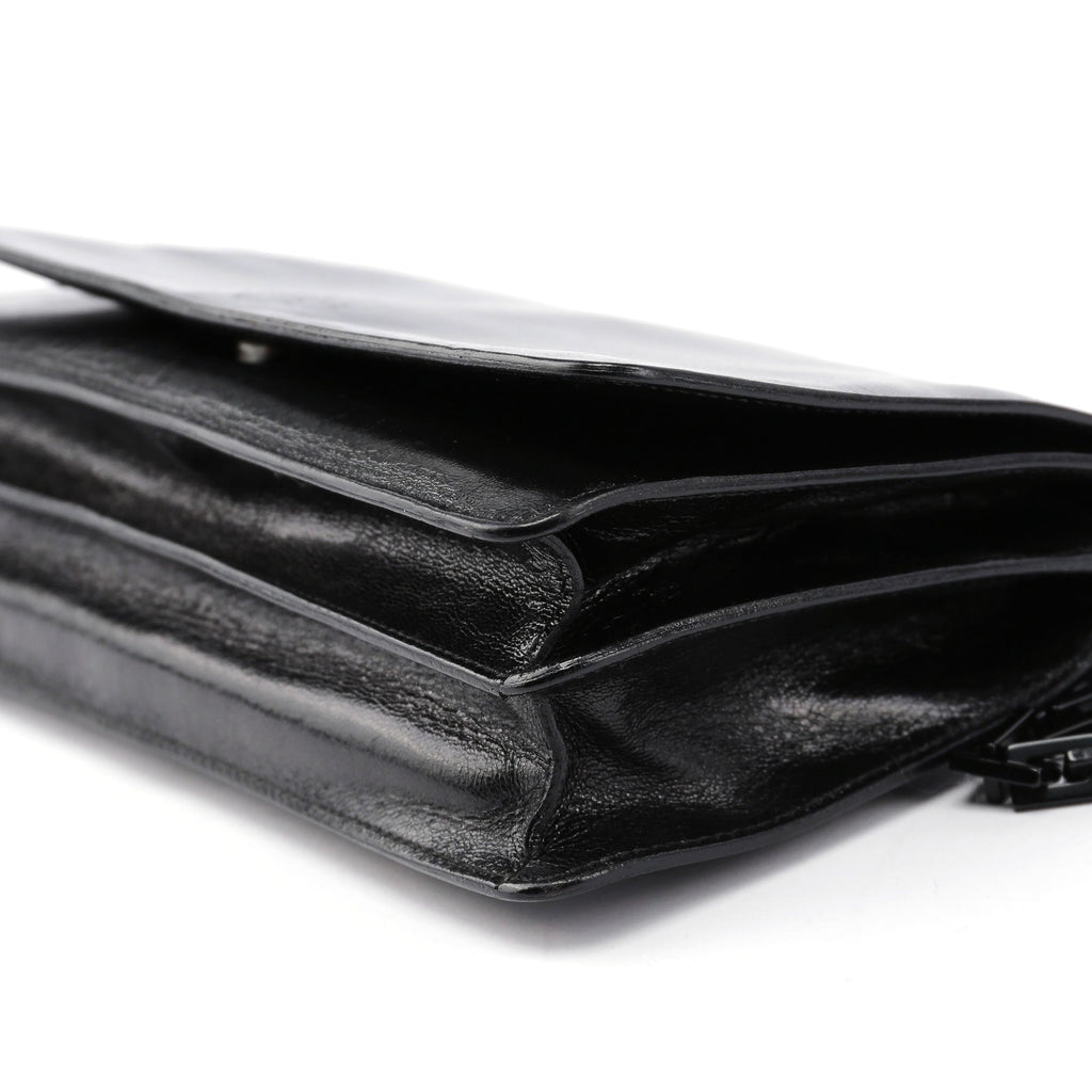 1990's Black Vitello Plastic Shoulder Bag