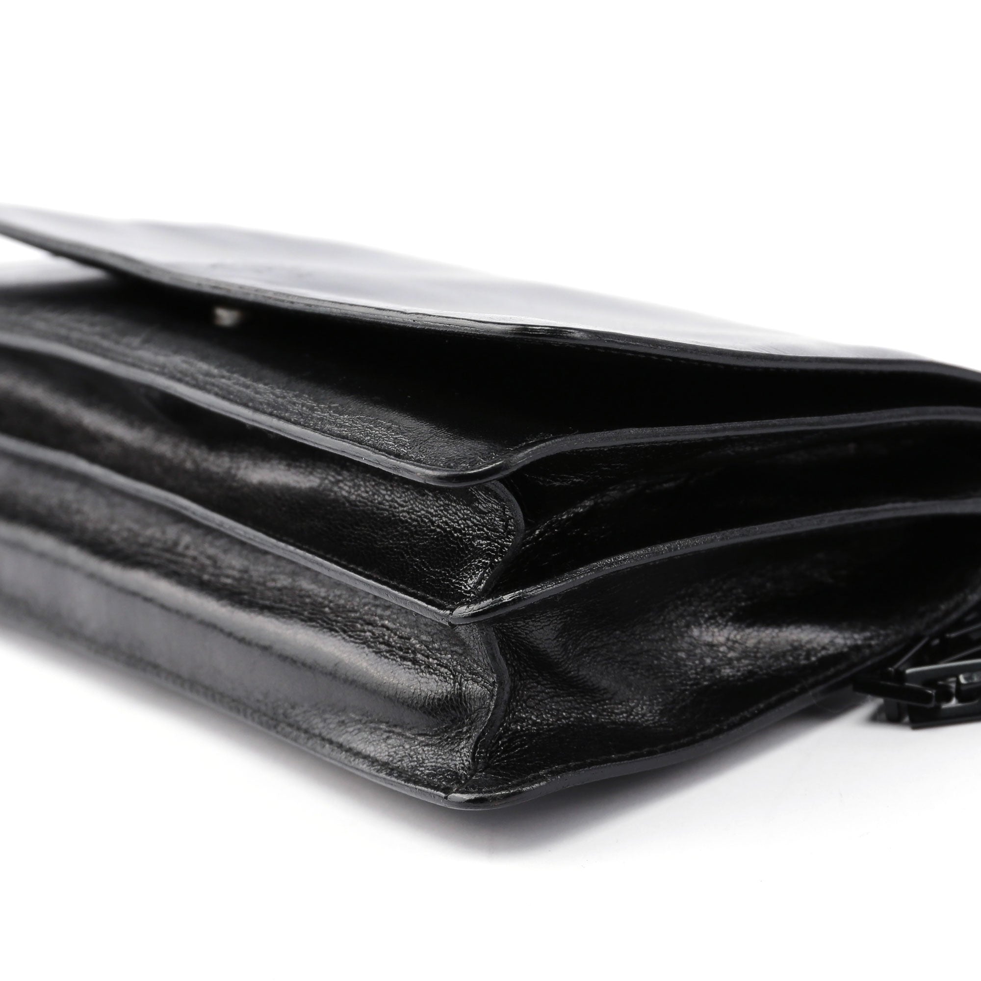 1990's Black Vitello Plastic Shoulder Bag