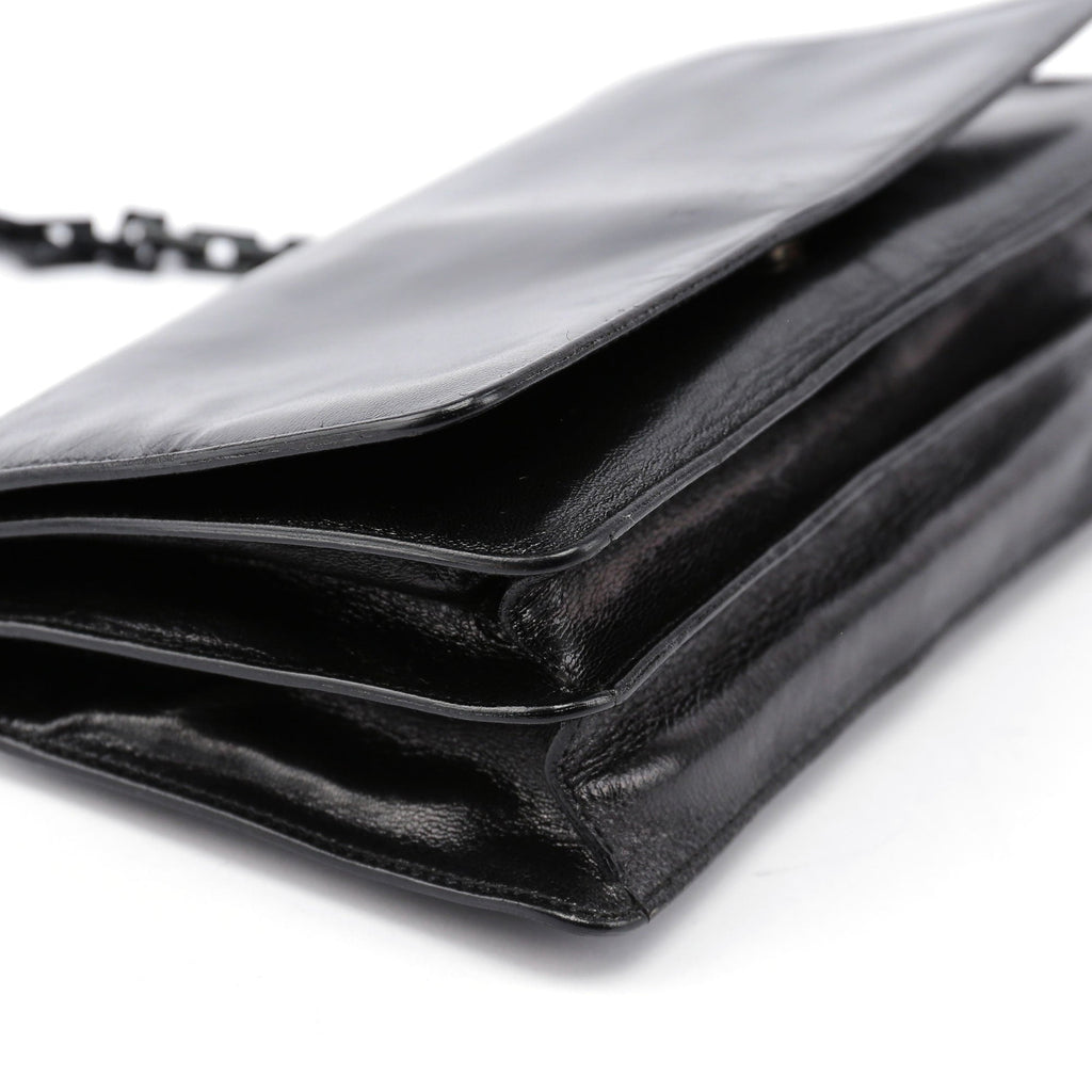 1990's Black Vitello Plastic Shoulder Bag