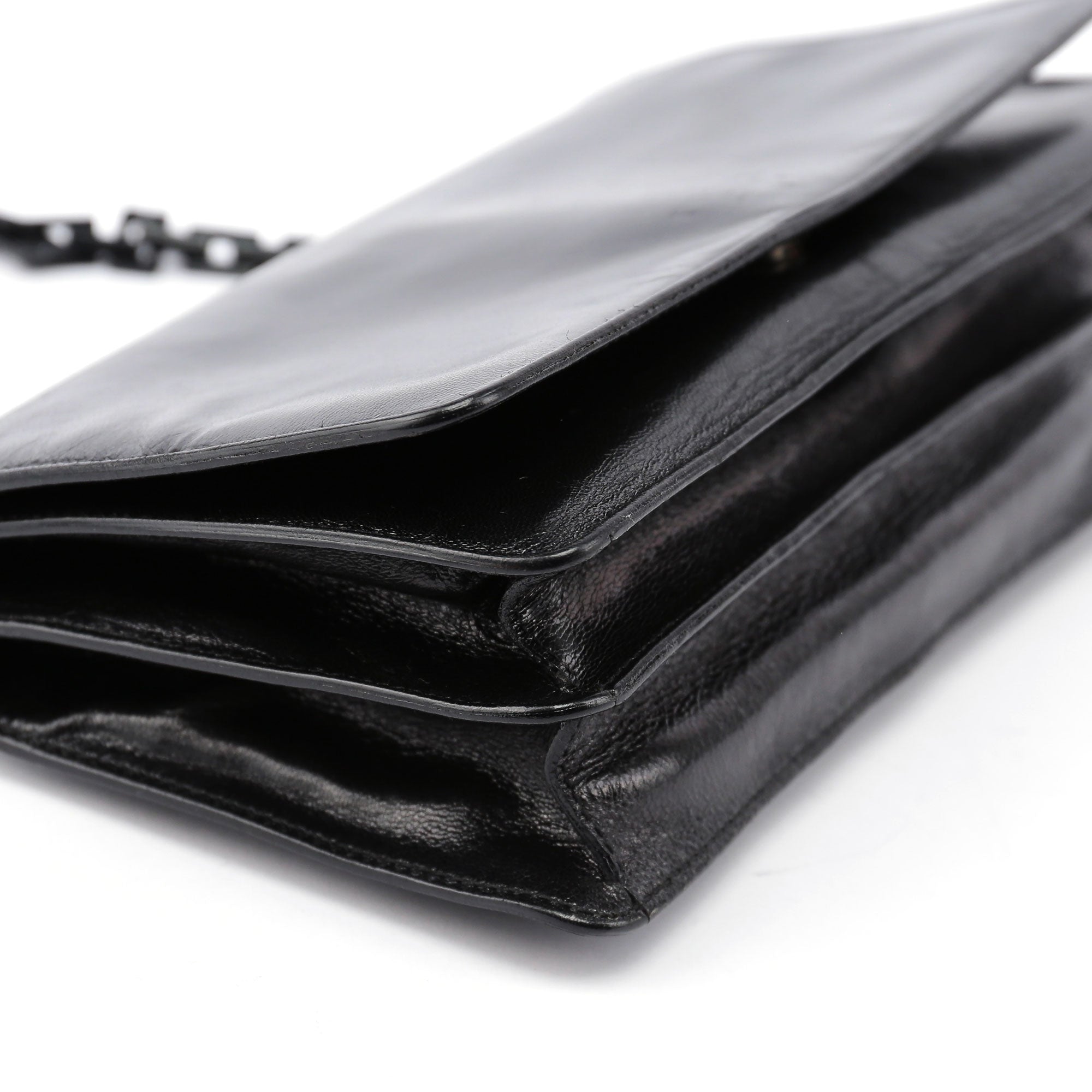 1990's Black Vitello Plastic Shoulder Bag
