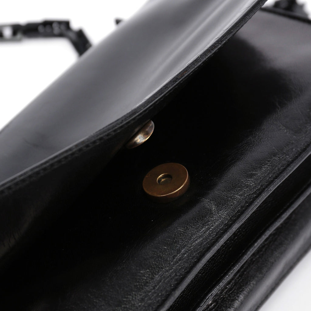 1990's Black Vitello Plastic Shoulder Bag