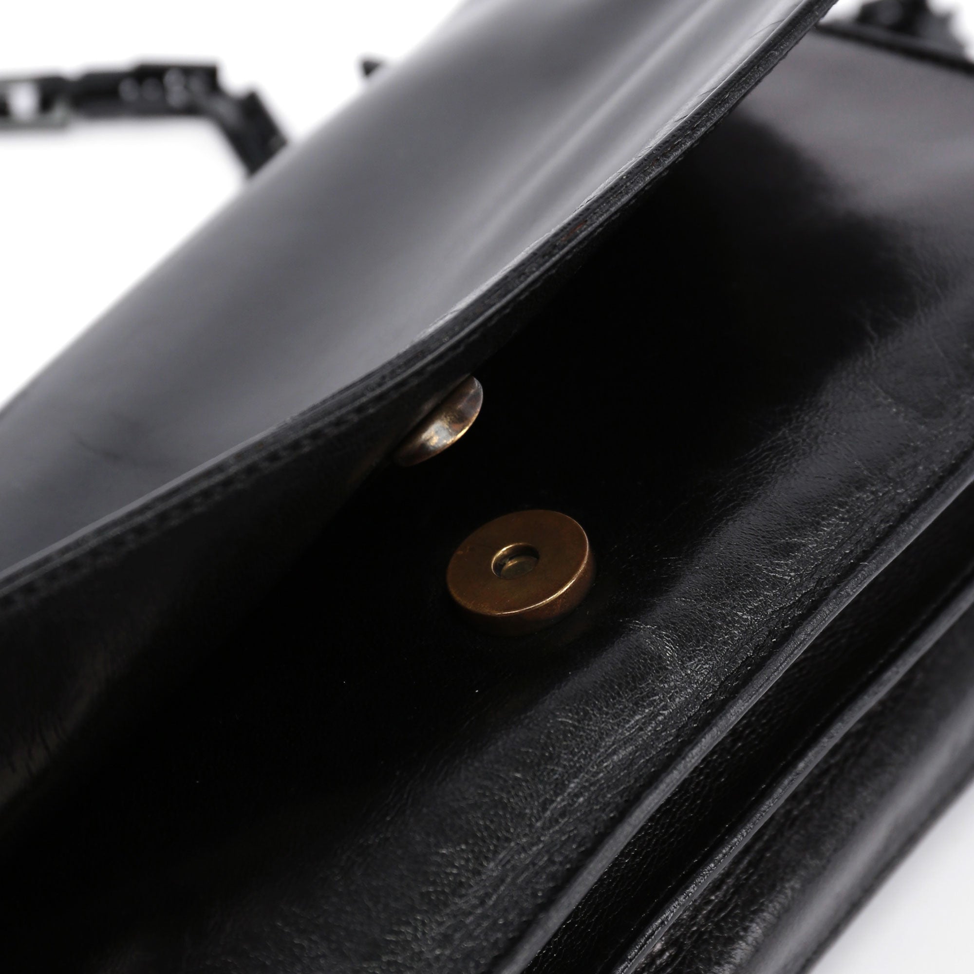 1990's Black Vitello Plastic Shoulder Bag