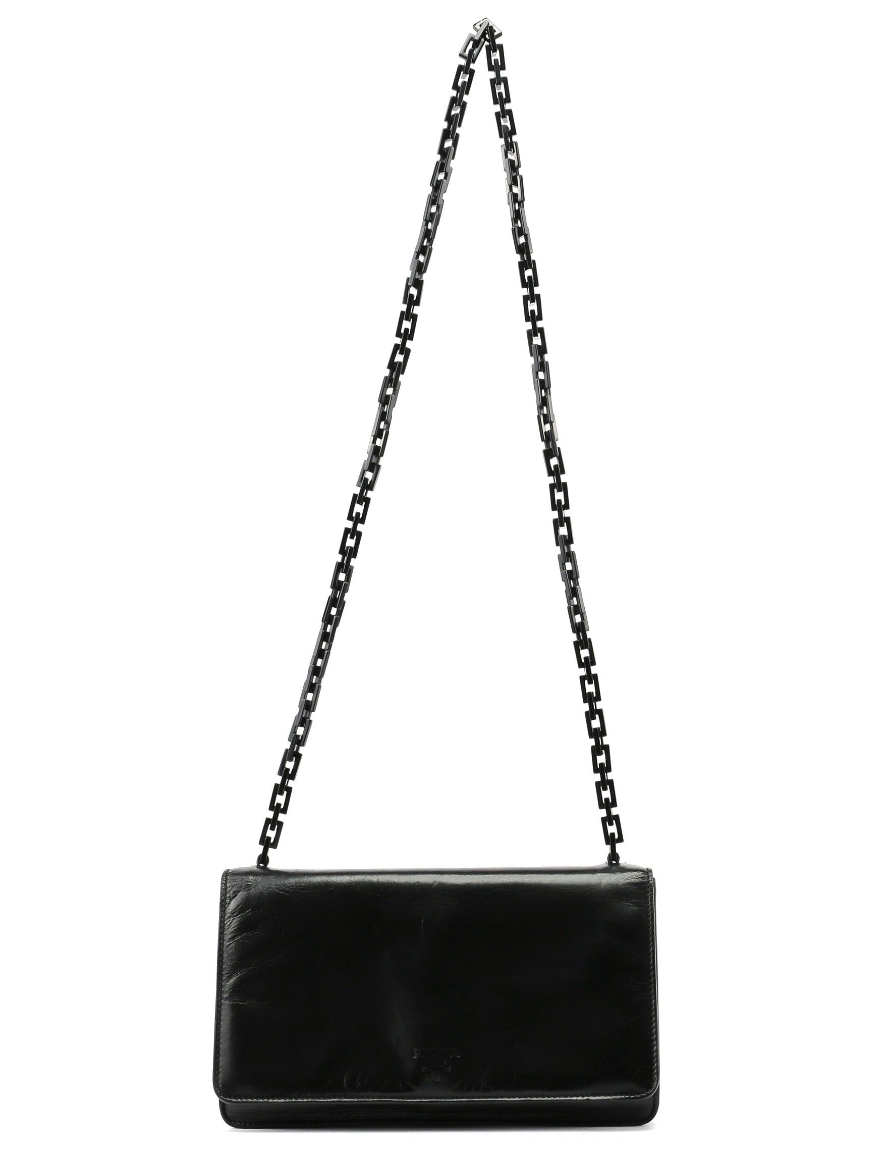 1990's Black Vitello Plastic Shoulder Bag