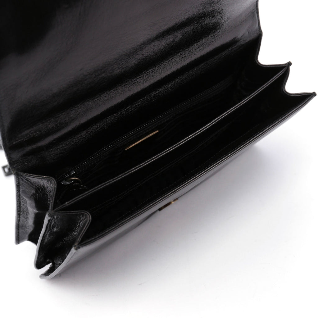 1990's Black Vitello Plastic Shoulder Bag
