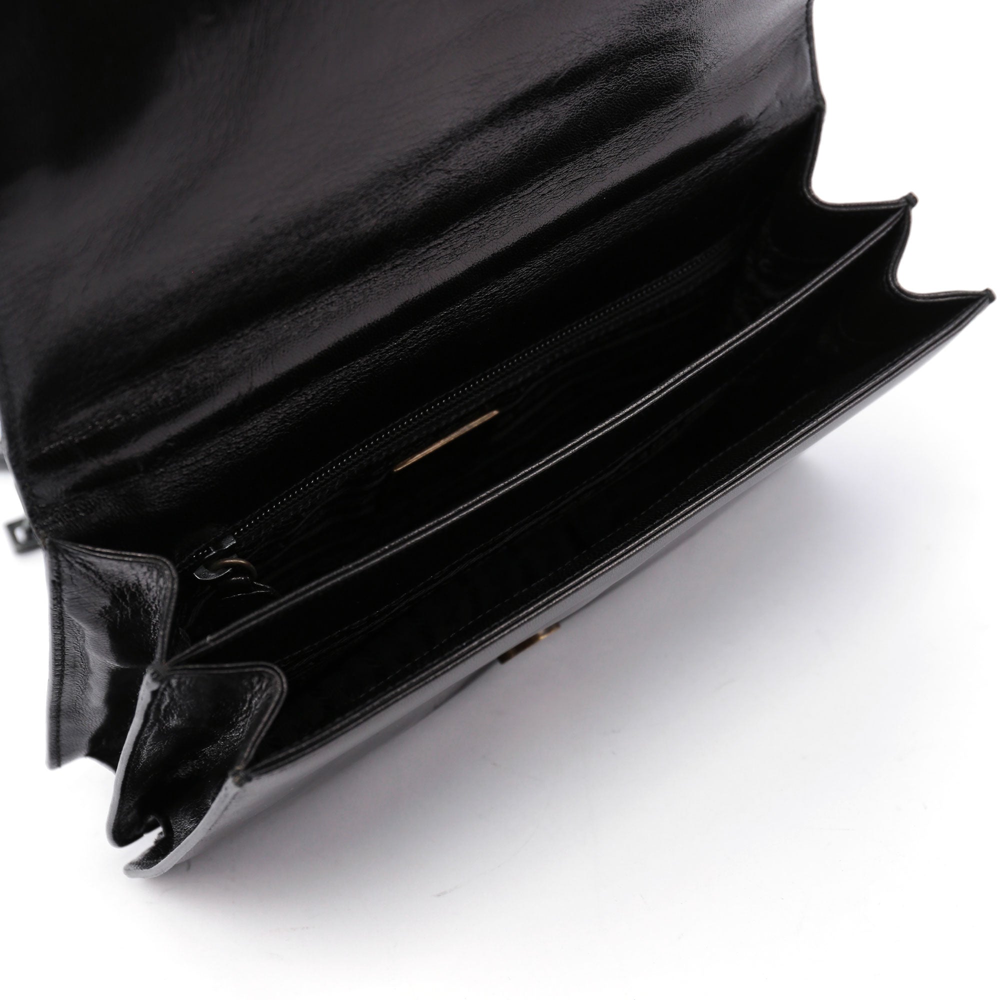 1990's Black Vitello Plastic Shoulder Bag