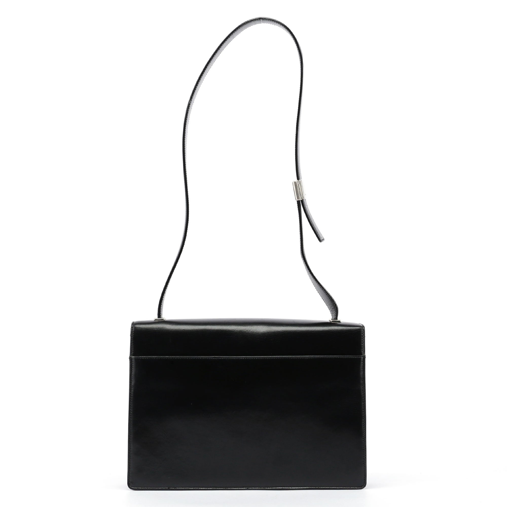 1990's Black Vitello Shoulder Bag
