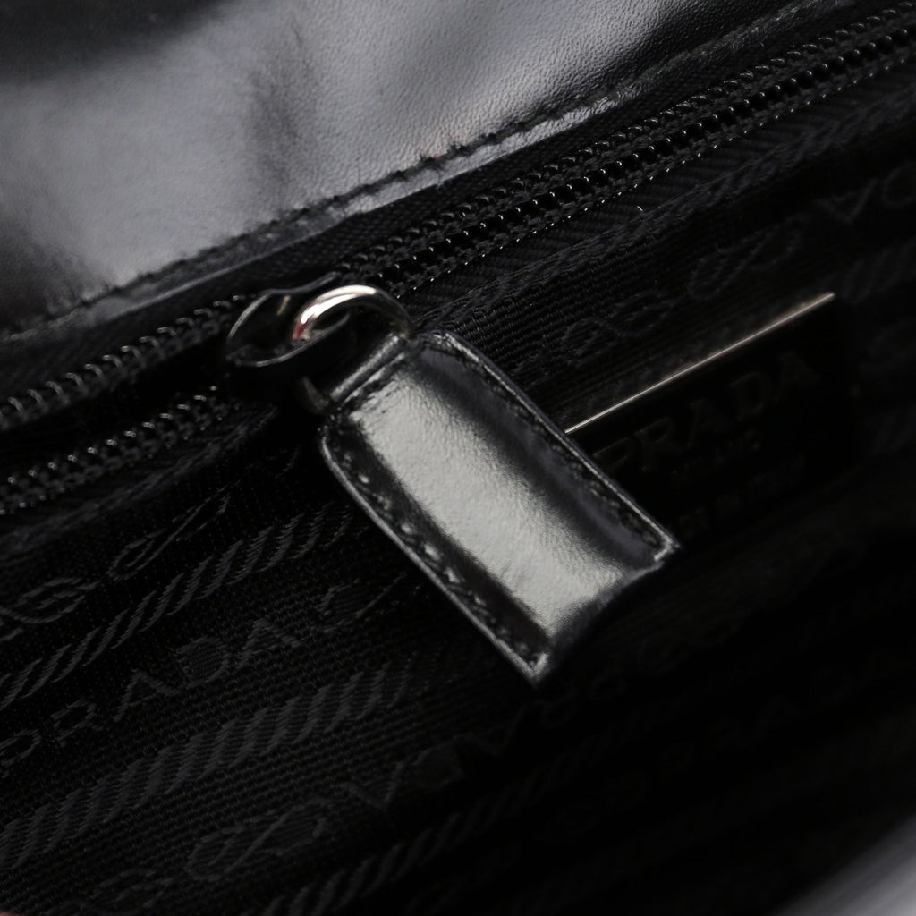 1990's Black Vitello Shoulder Bag