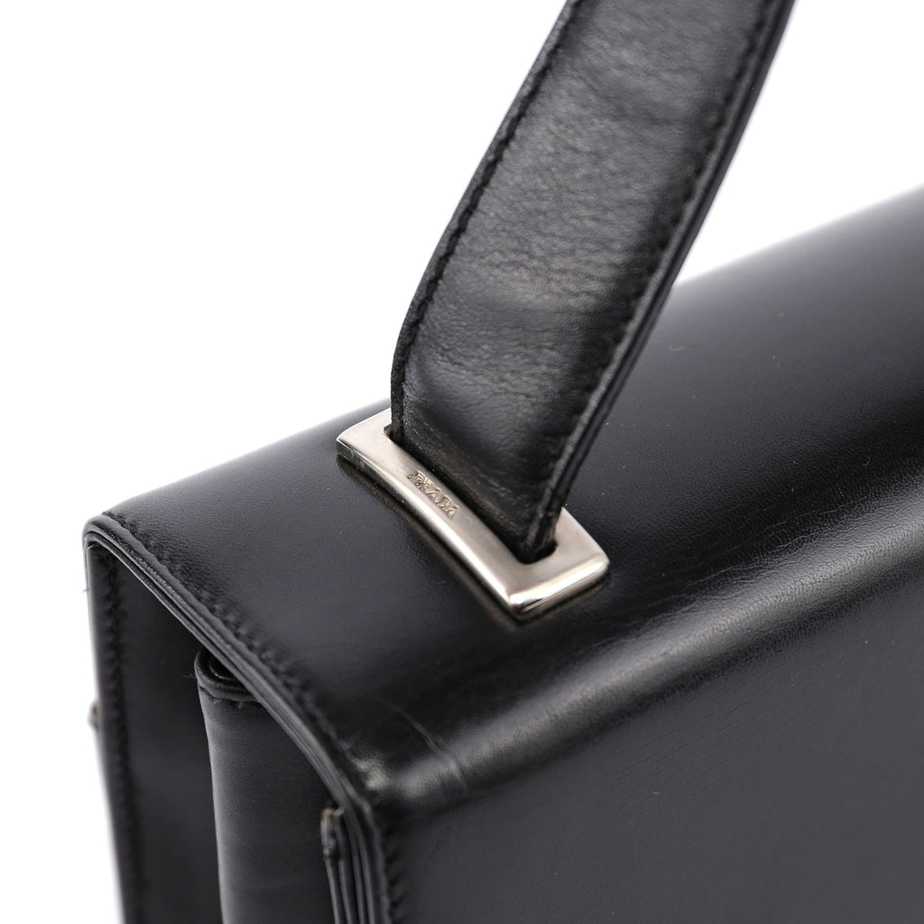 1990's Black Vitello Shoulder Bag