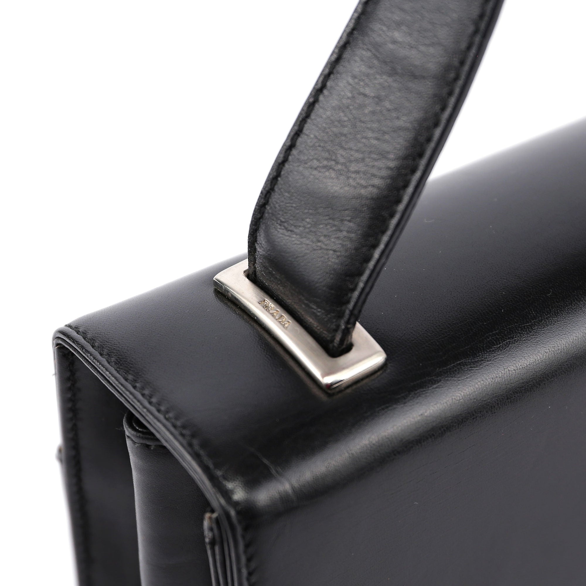 1990's Black Vitello Shoulder Bag