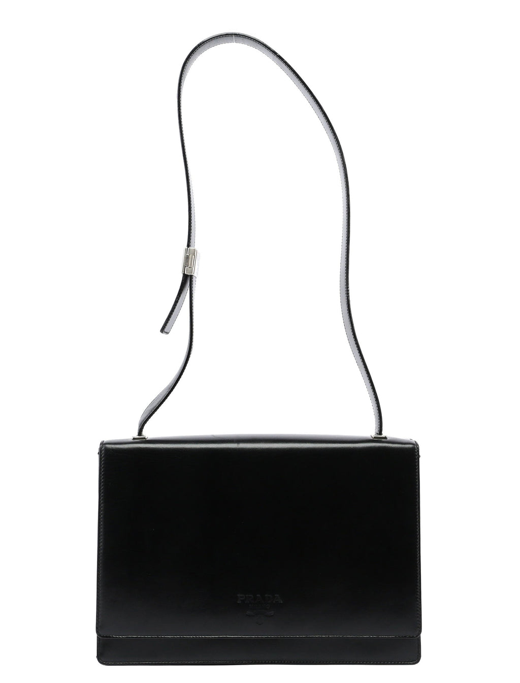 1990's Black Vitello Shoulder Bag