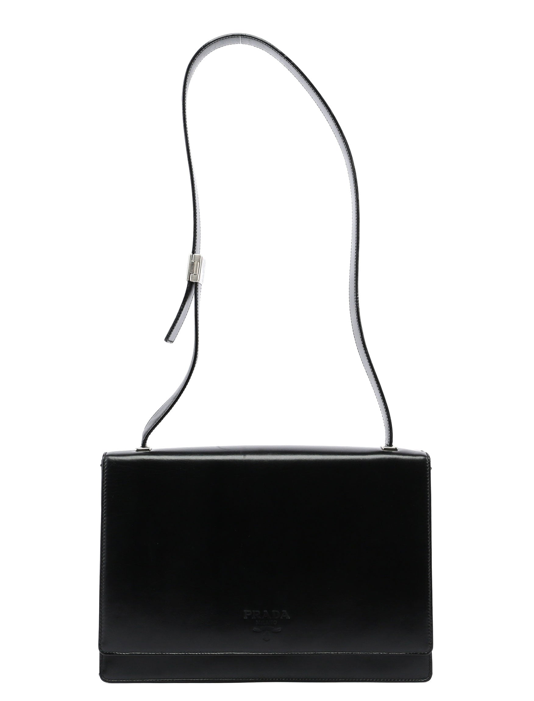 1990's Black Vitello Shoulder Bag