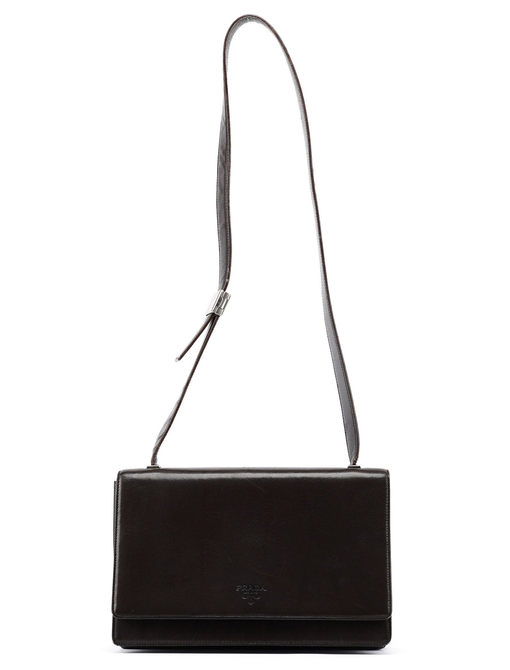 1990's Dark Brown Vitello Shoulder Bag