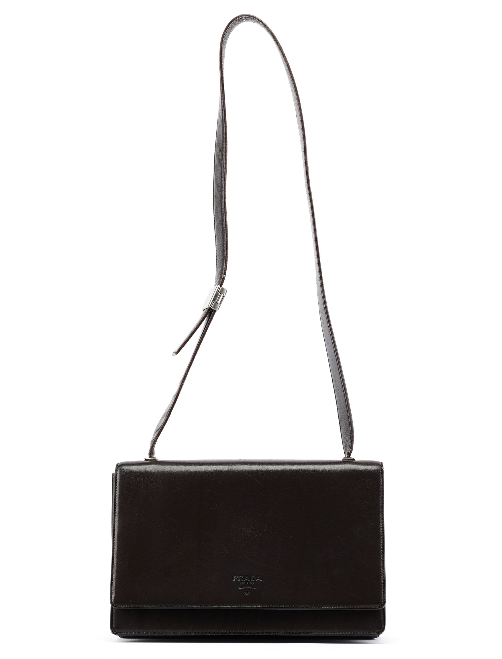 1990's Dark Brown Vitello Shoulder Bag