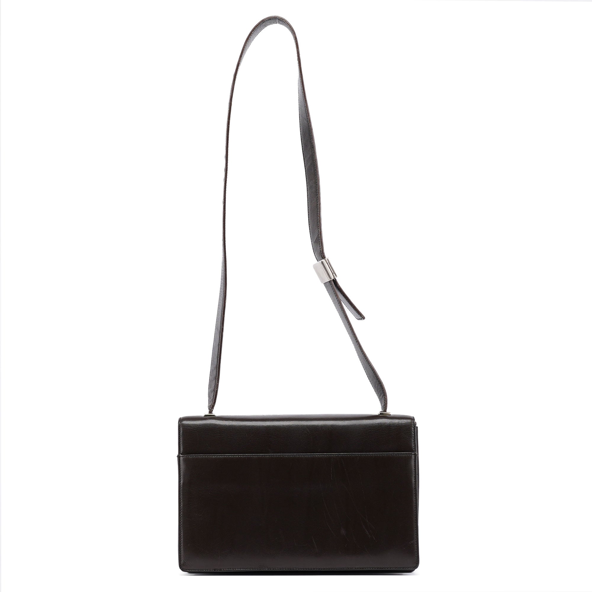 1990's Dark Brown Vitello Shoulder Bag