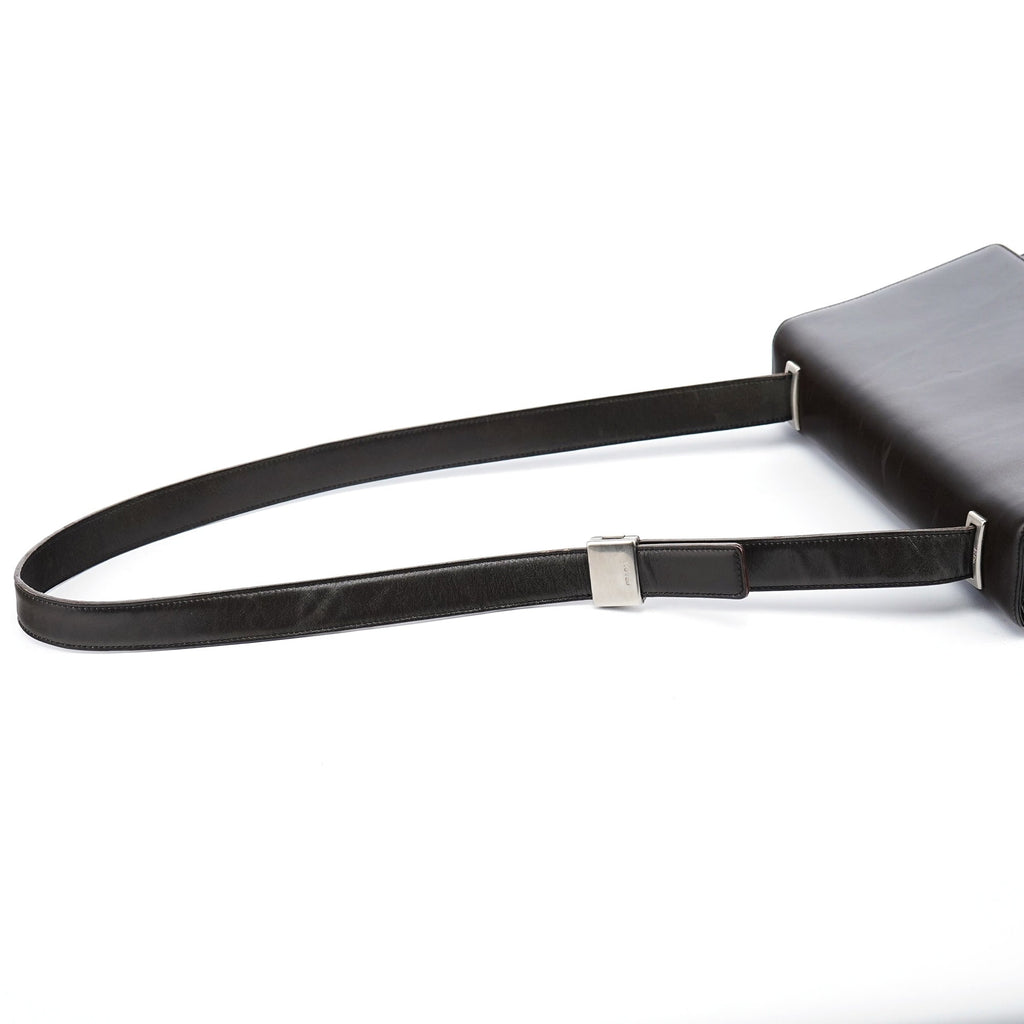 1990's Dark Brown Vitello Shoulder Bag