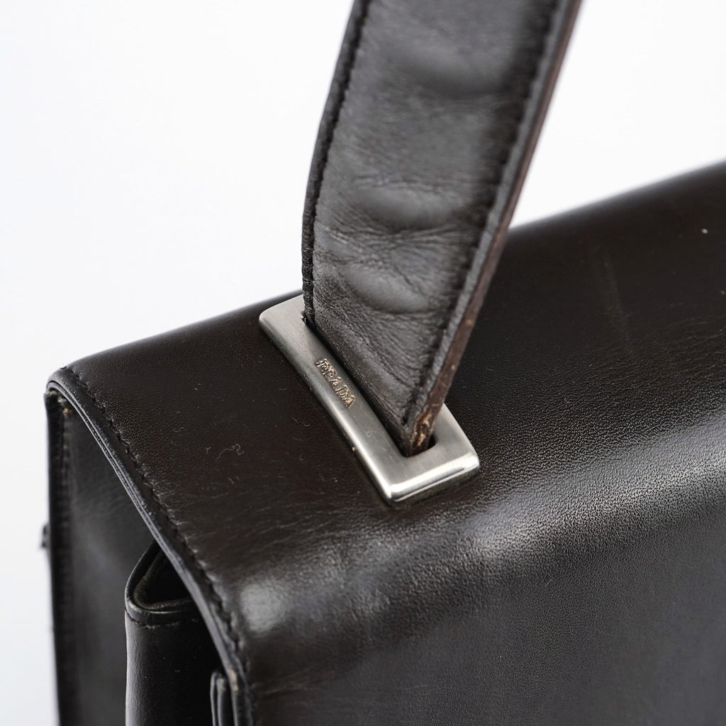 1990's Dark Brown Vitello Shoulder Bag