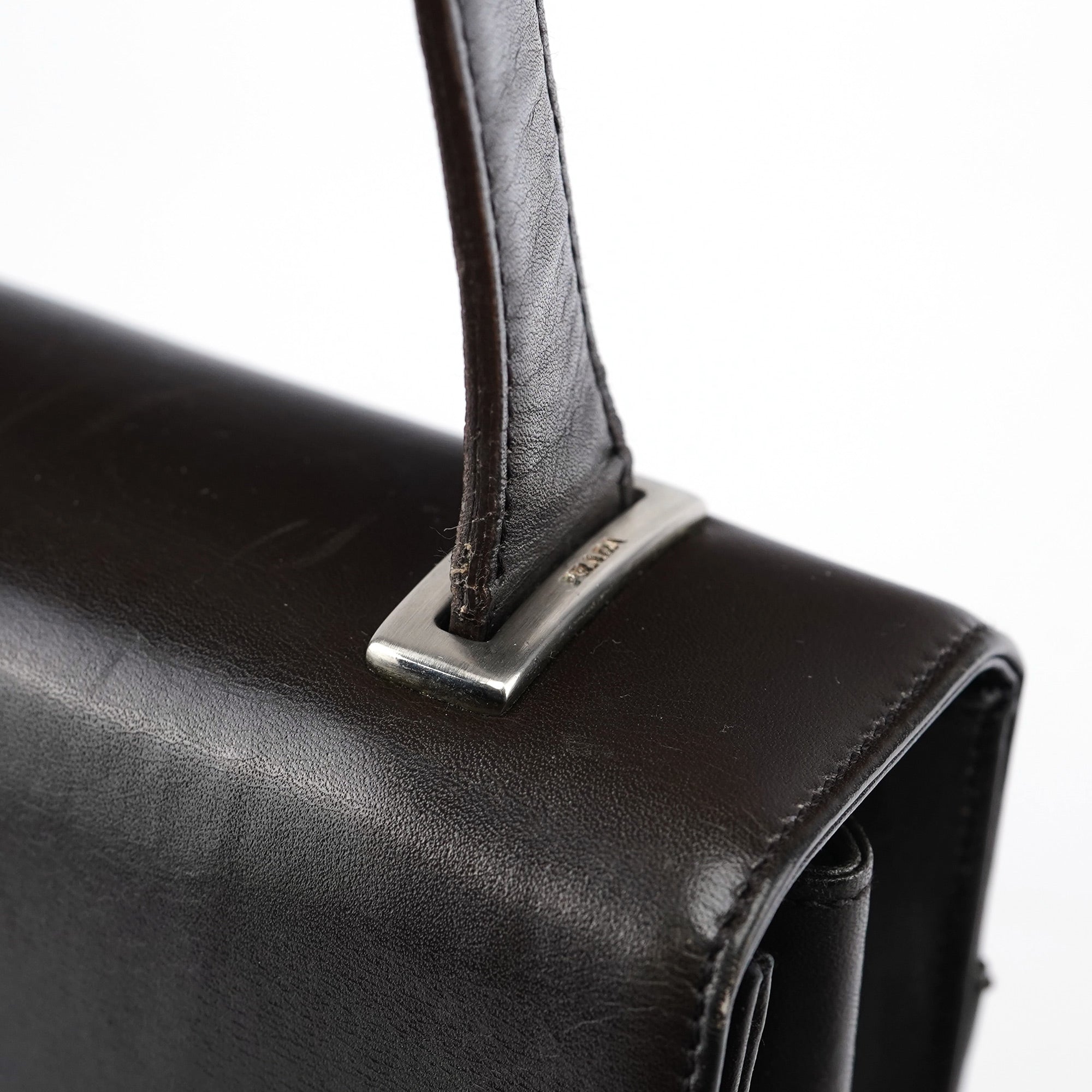 1990's Dark Brown Vitello Shoulder Bag