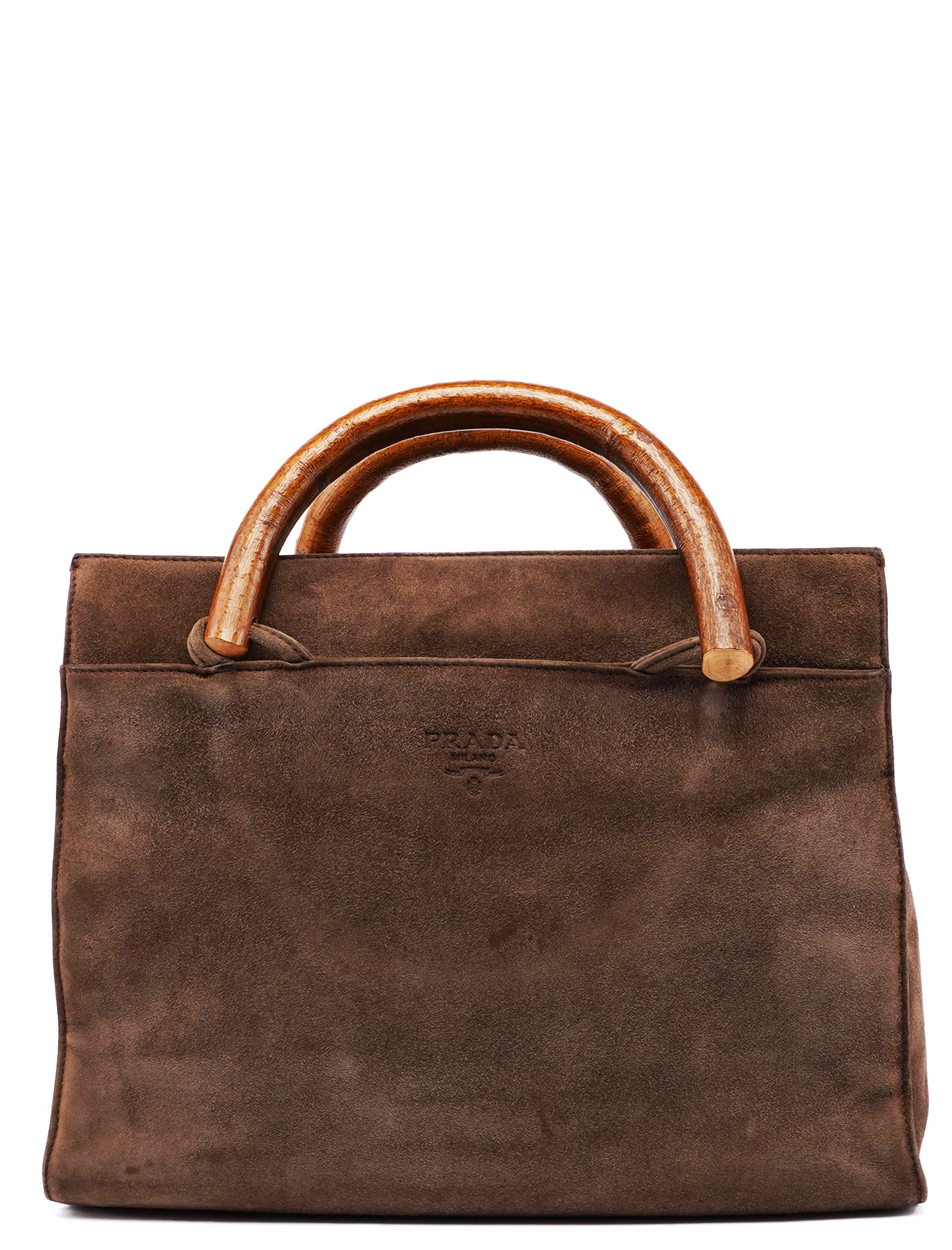 1990's Suede Wood Handle Bag