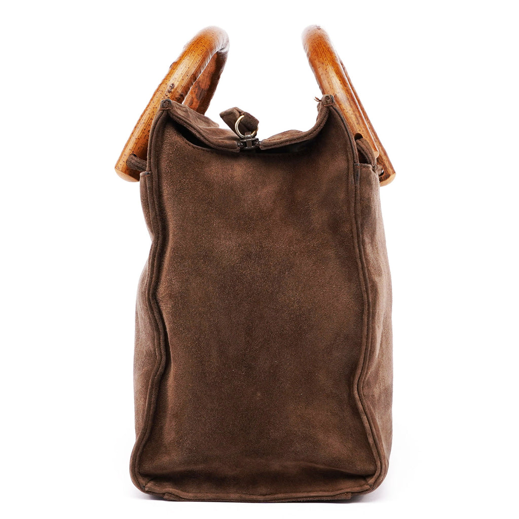1990's Suede Wood Handle Bag