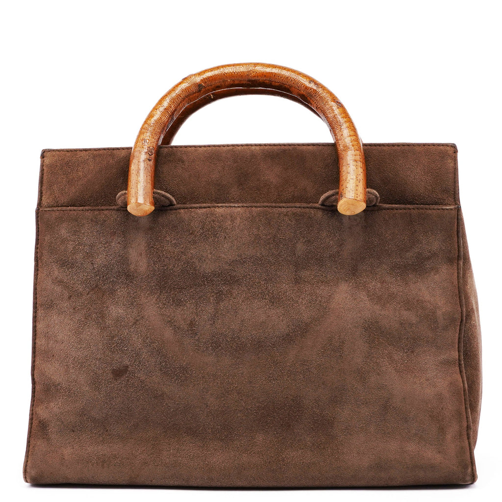 1990's Suede Wood Handle Bag