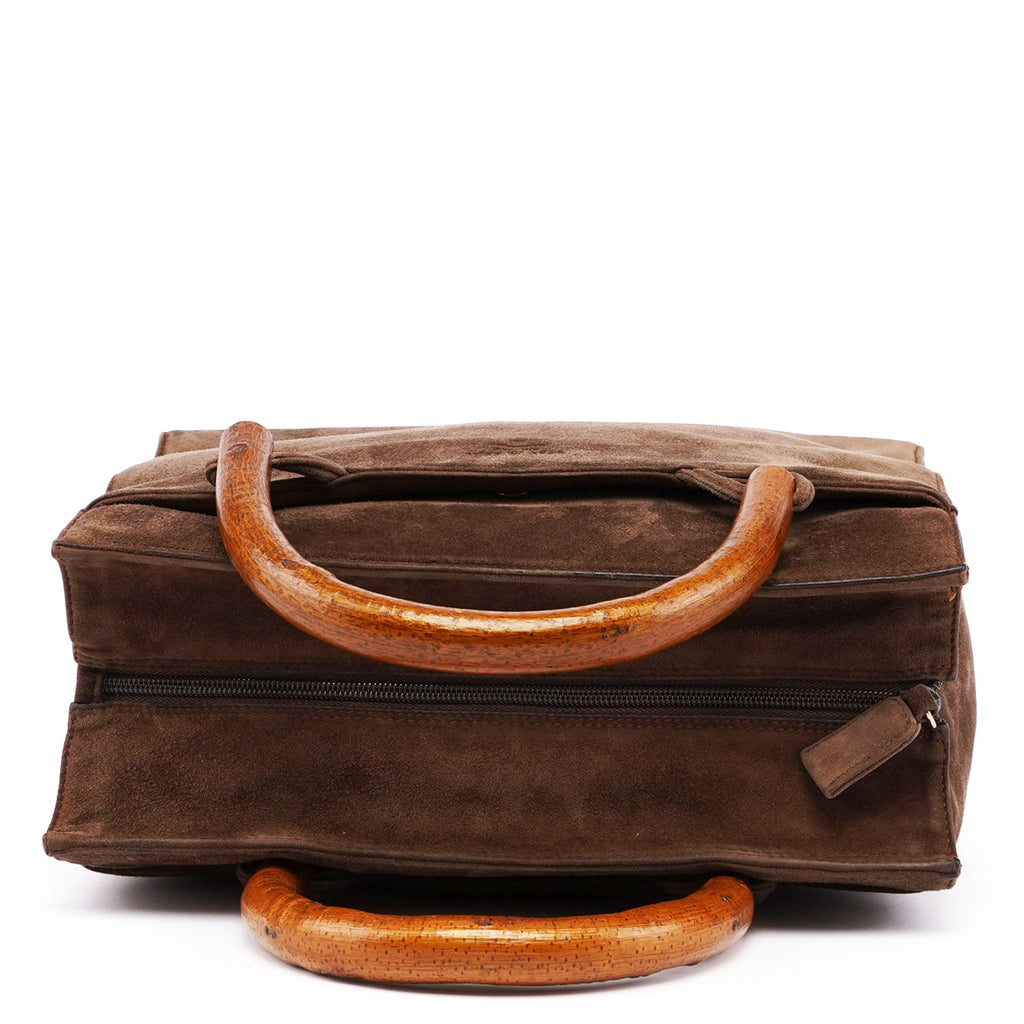 1990's Suede Wood Handle Bag
