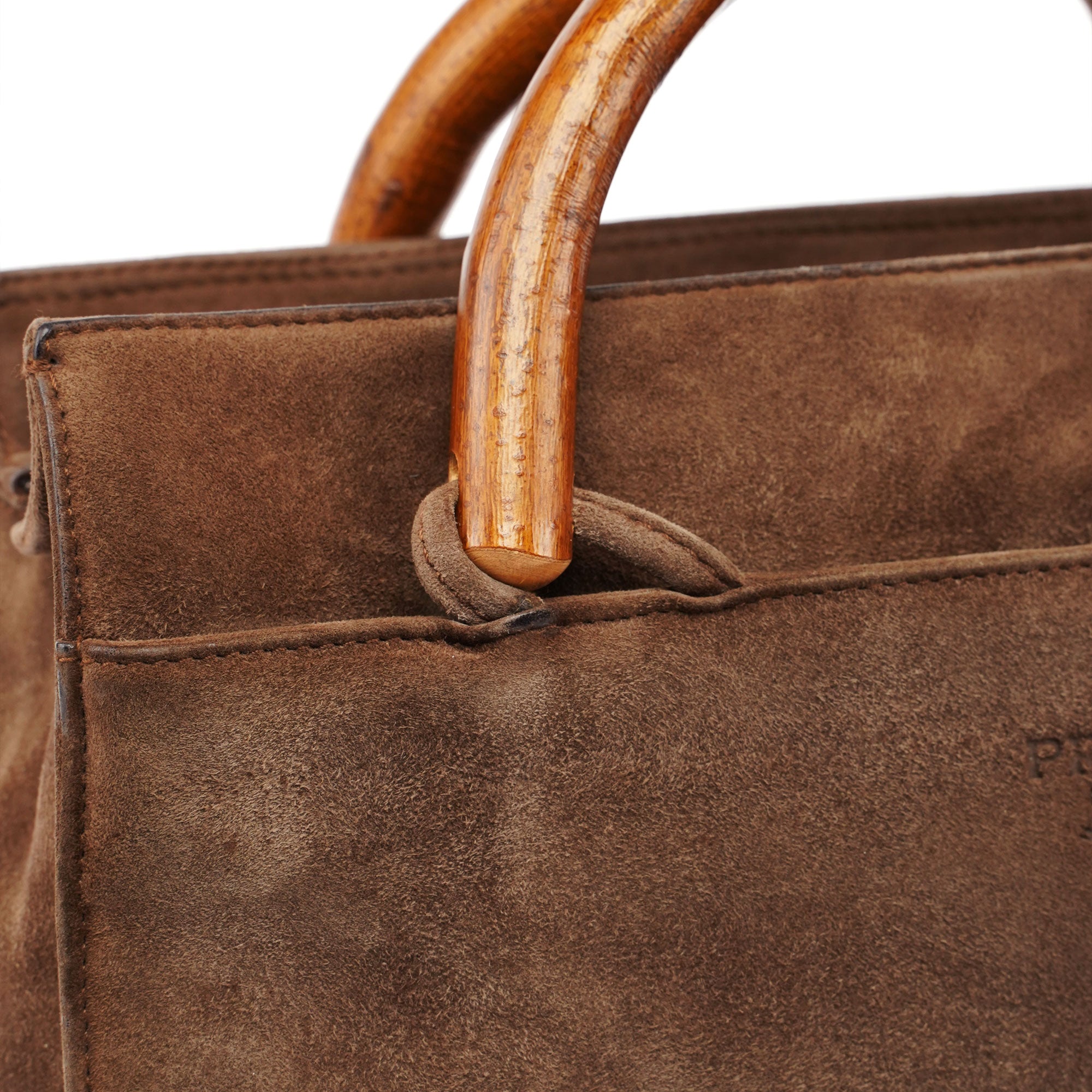 1990's Suede Wood Handle Bag