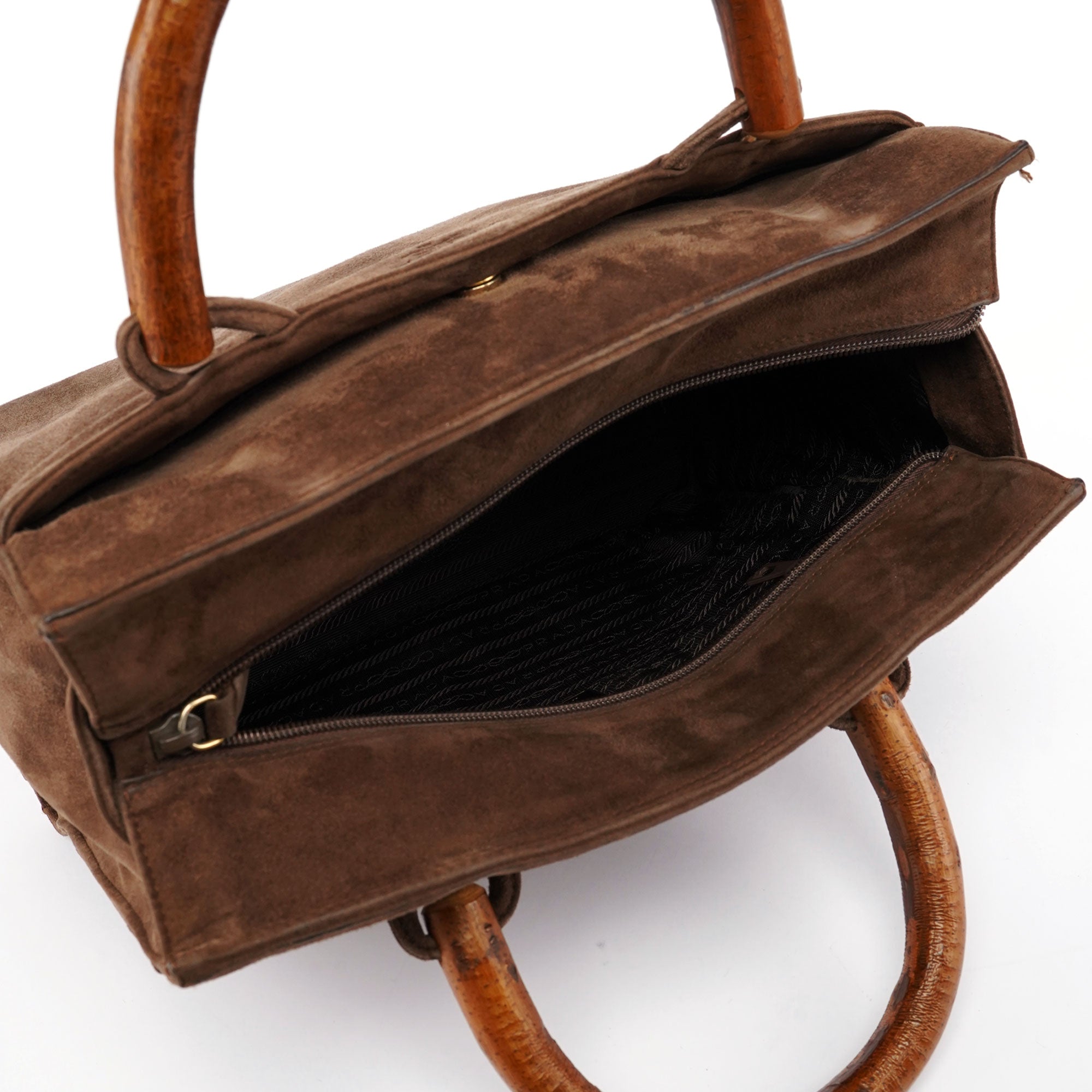 1990's Suede Wood Handle Bag