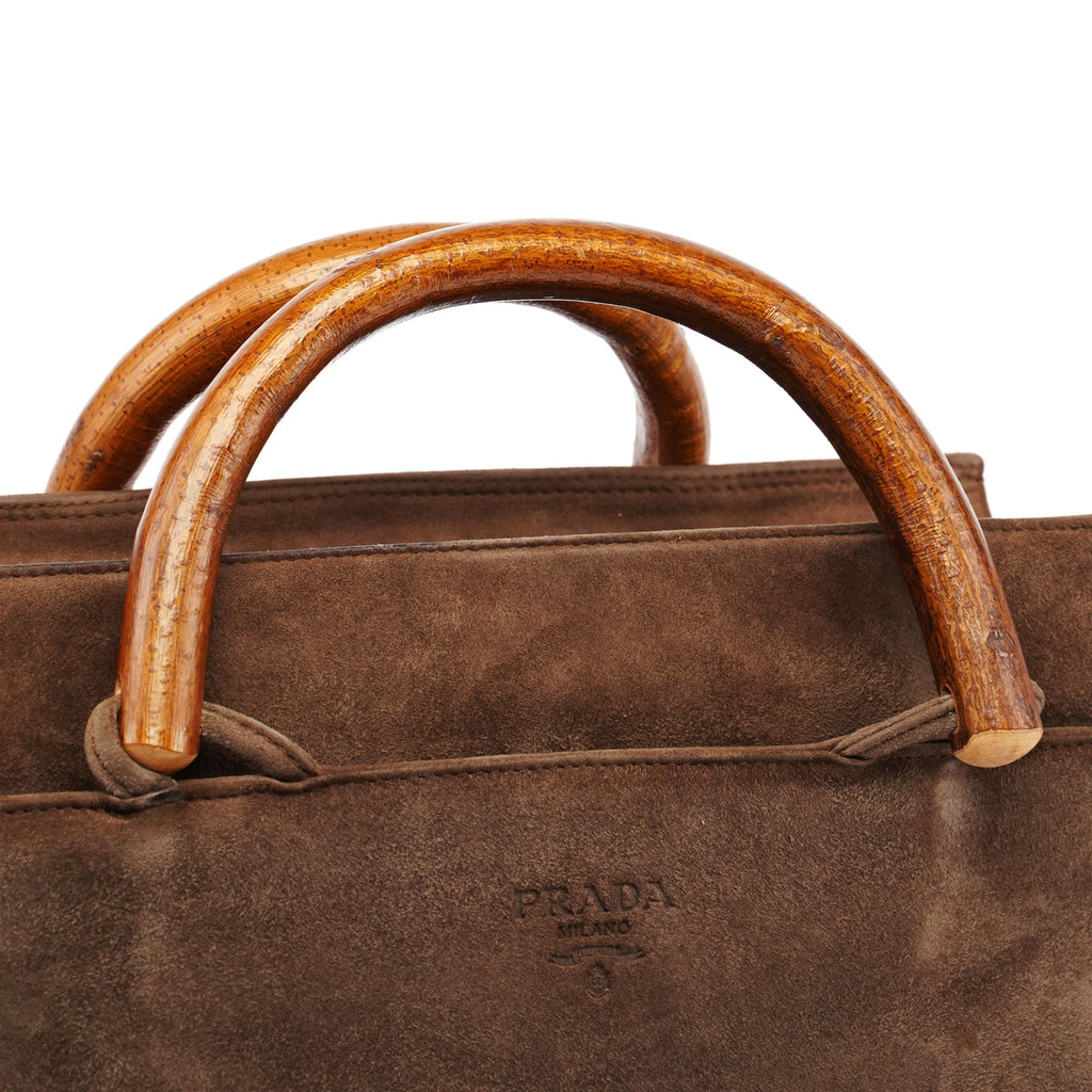 1990's Suede Wood Handle Bag