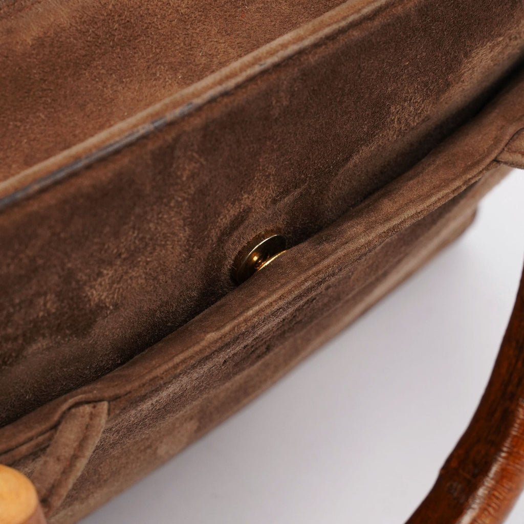 1990's Suede Wood Handle Bag