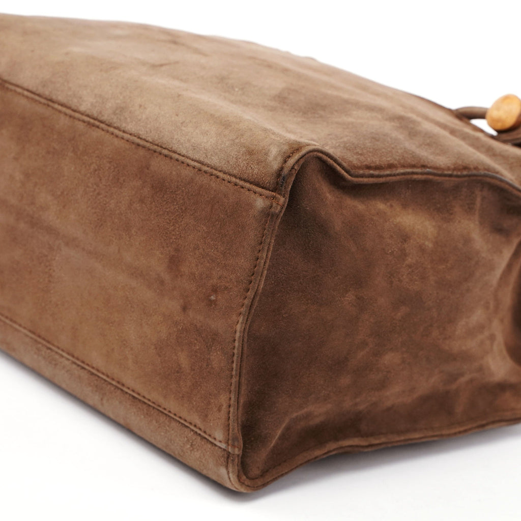 1990's Suede Wood Handle Bag