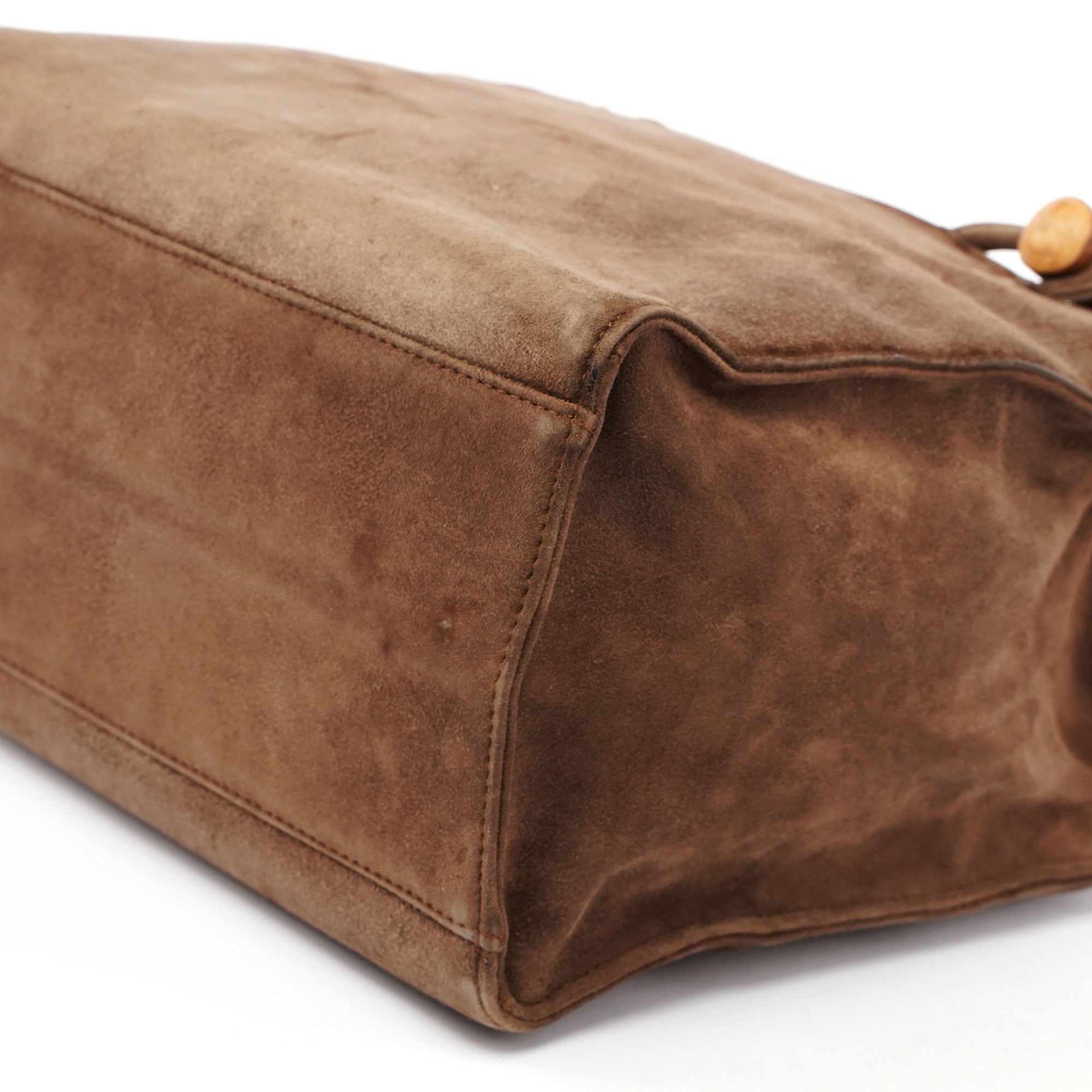 1990's Suede Wood Handle Bag