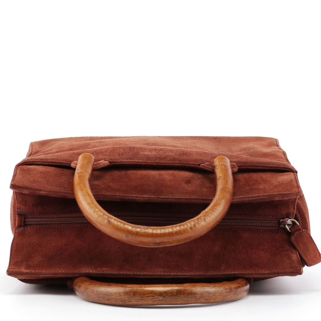 1990's Suede Wood Handle Bag