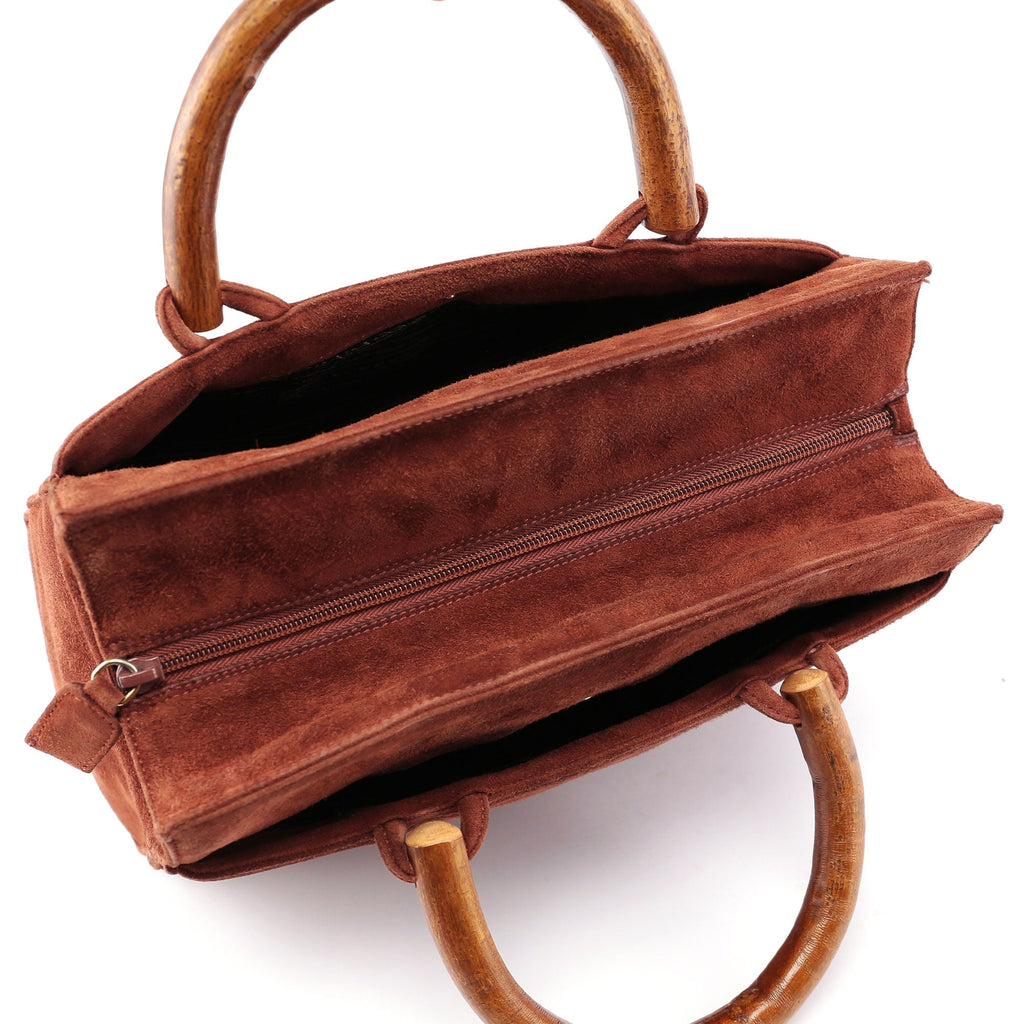 1990's Suede Wood Handle Bag