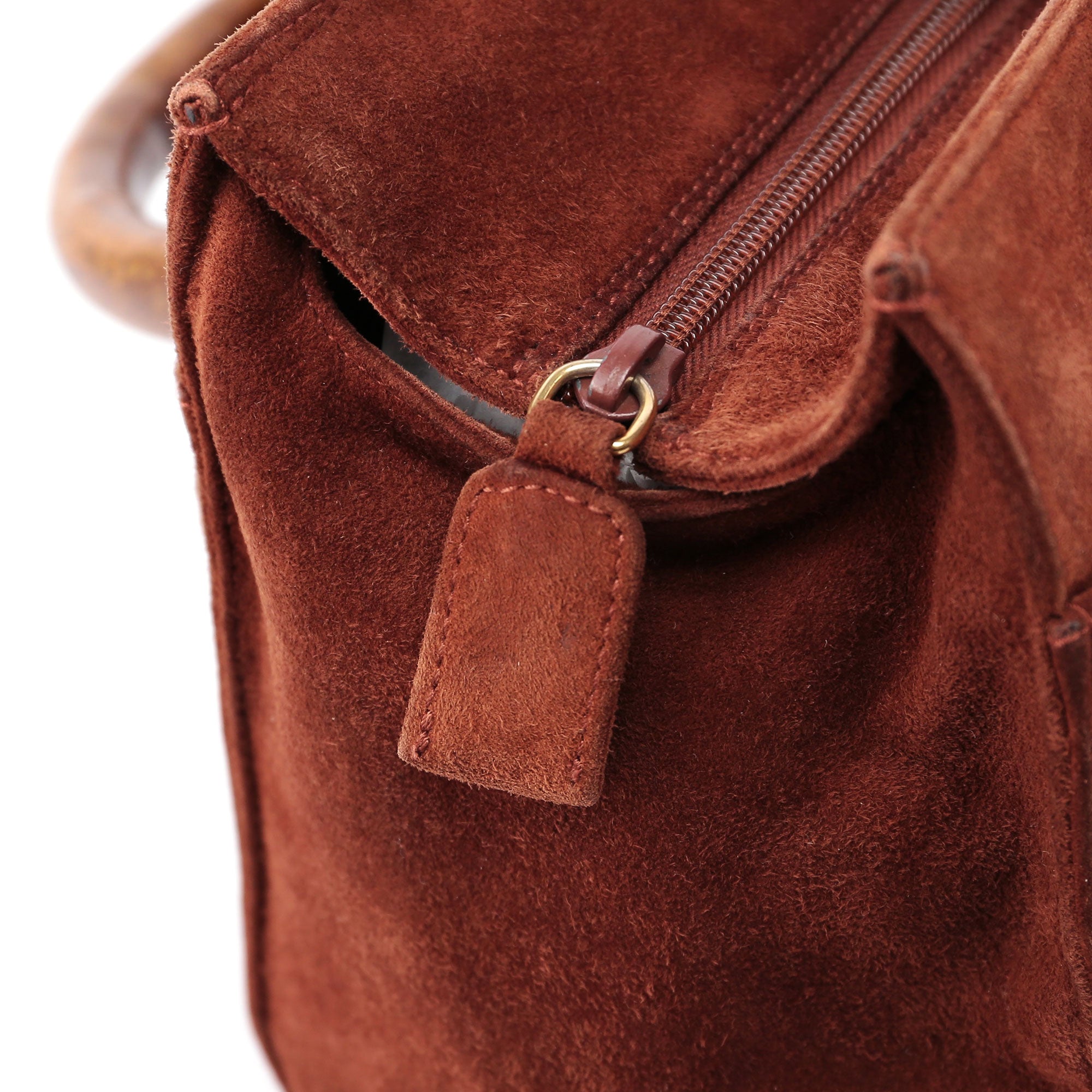 1990's Suede Wood Handle Bag