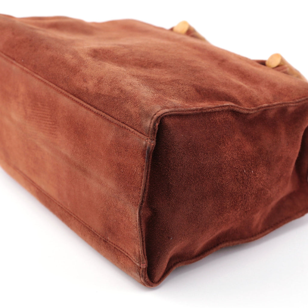 1990's Suede Wood Handle Bag