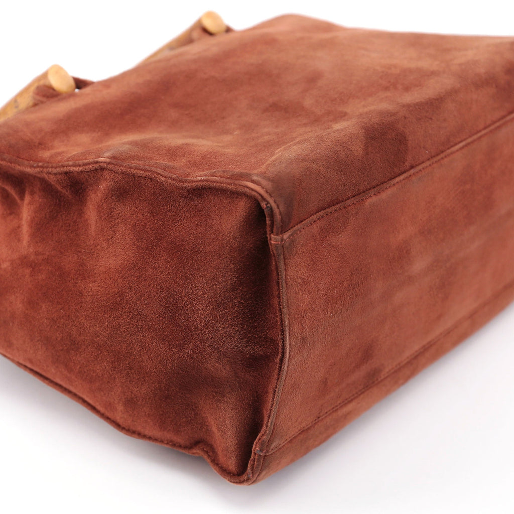 1990's Suede Wood Handle Bag
