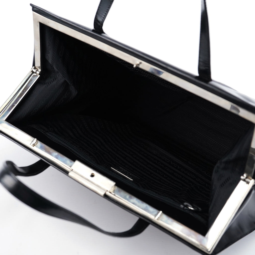 1995 Black Spazzolato Clutch Tote Bag