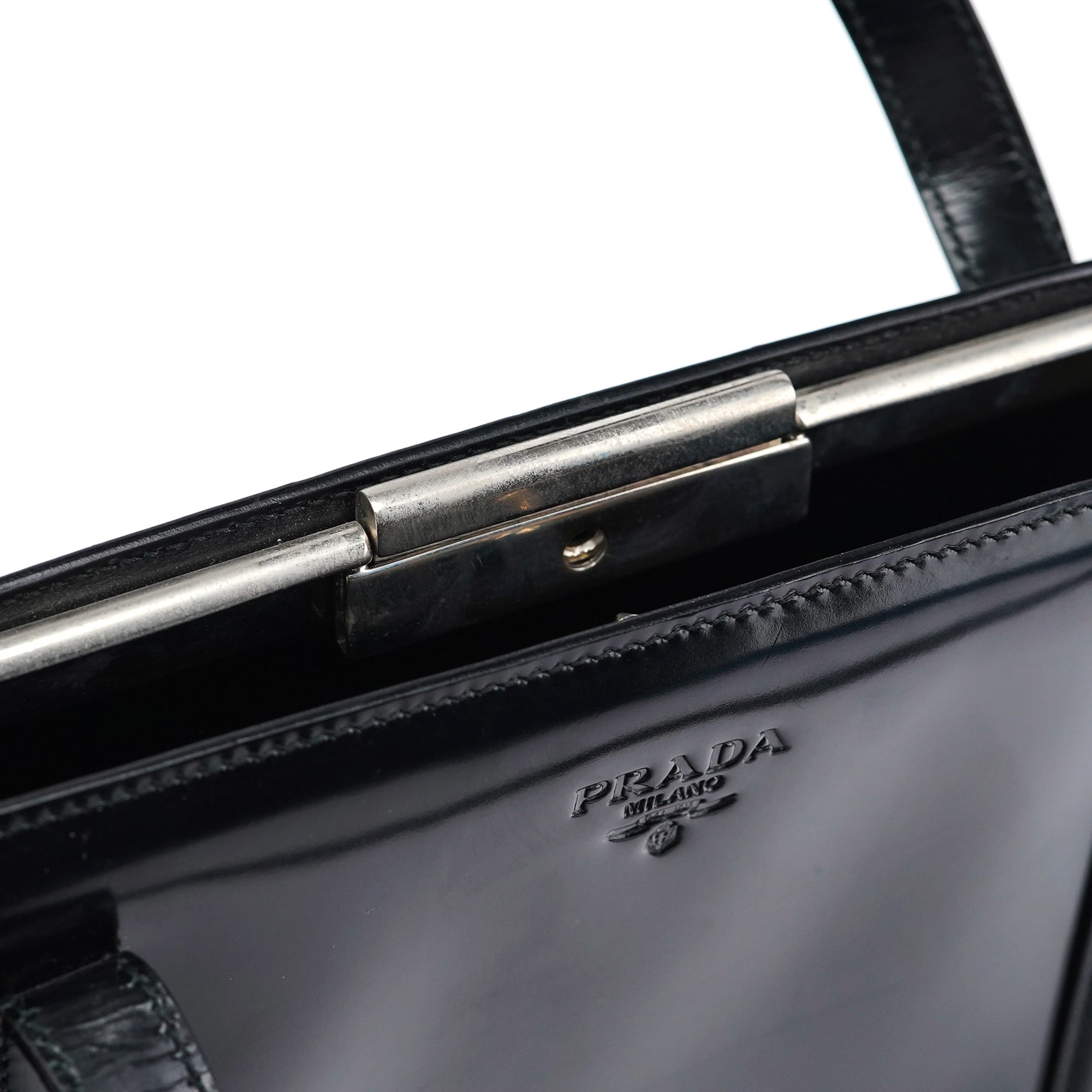 1995 Black Spazzolato Clutch Tote Bag
