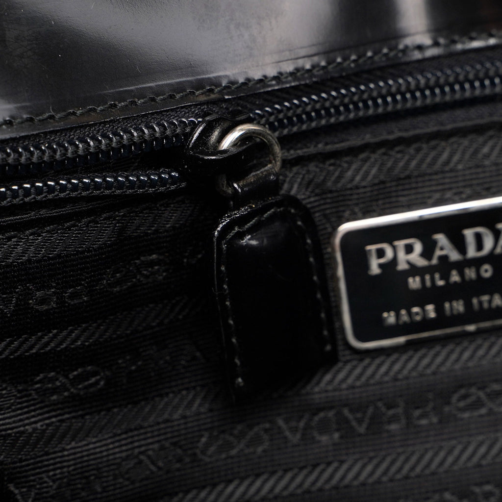 1995 Black Spazzolato Flap Bag