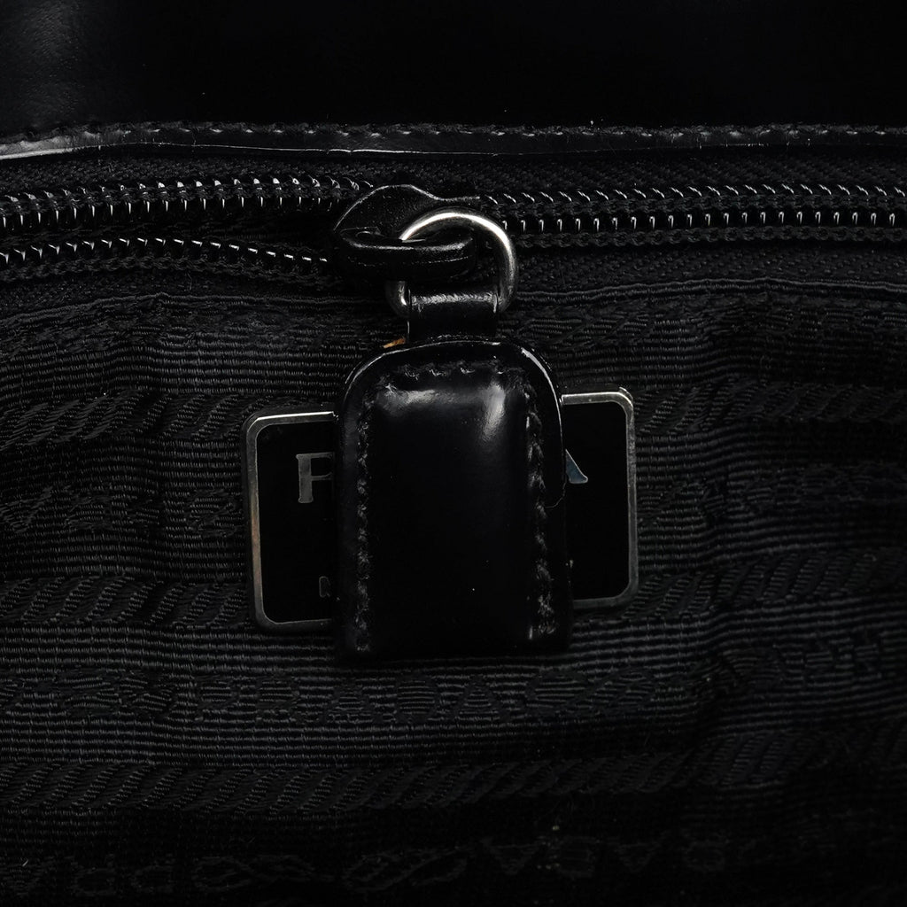 1995 Black Spazzolato Flap Tote Bag