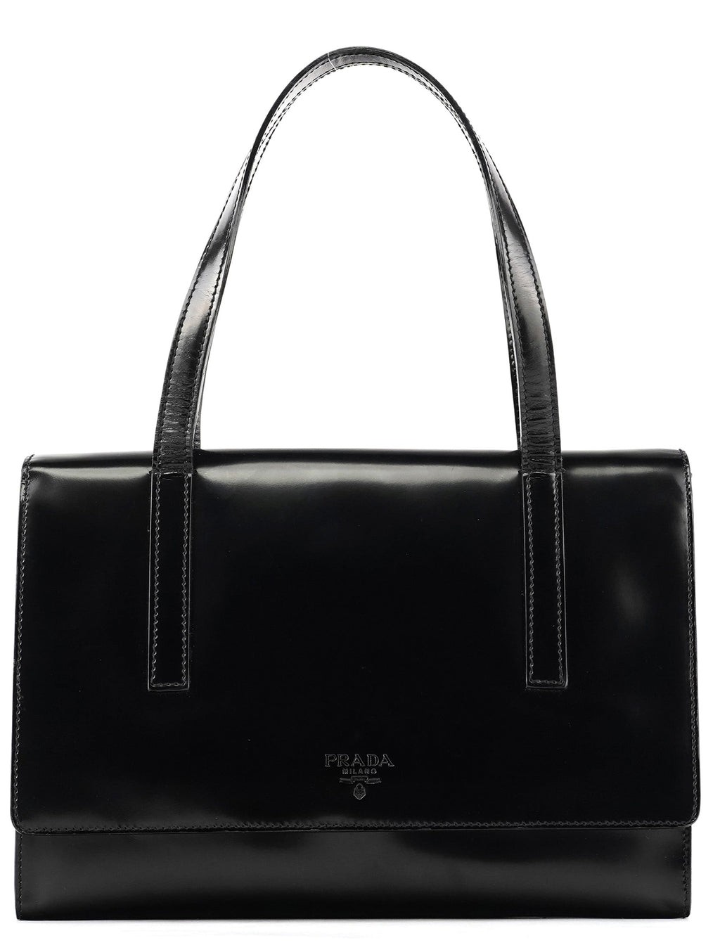 1995 Black Spazzolato Flap Tote Bag