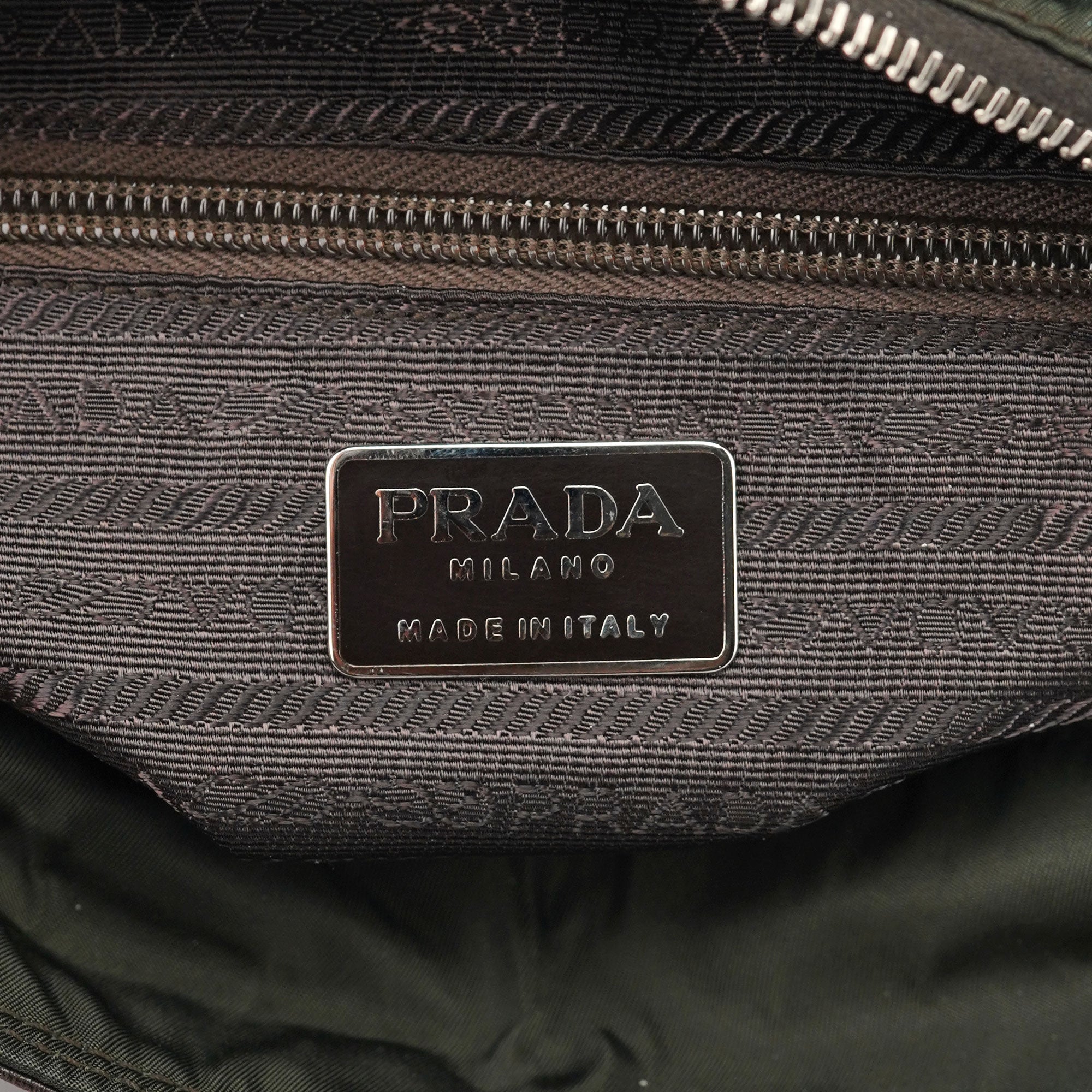 1995 Brown Green Nappa Tessuto Nylon Tote Bag