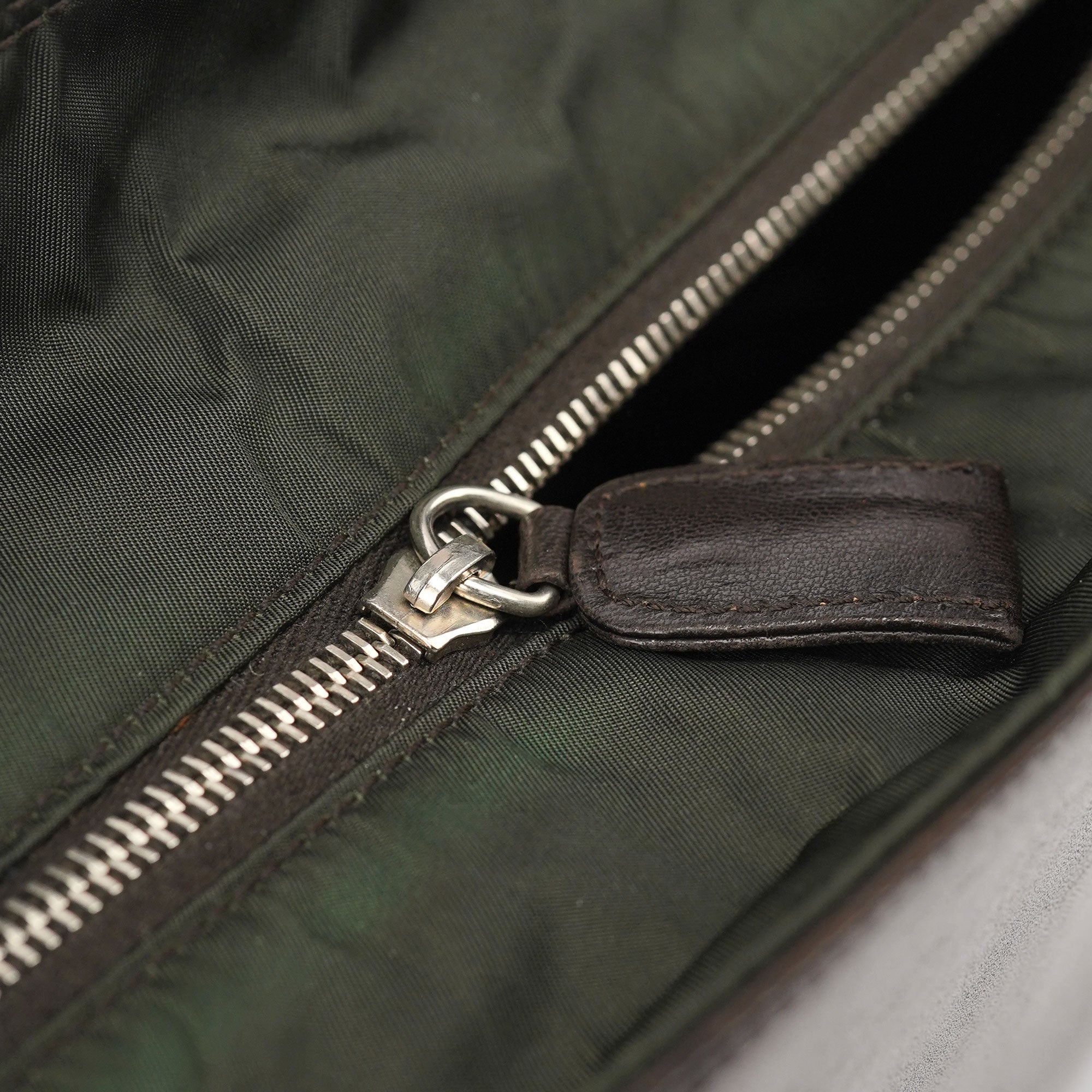 1995 Brown Green Nappa Tessuto Nylon Tote Bag