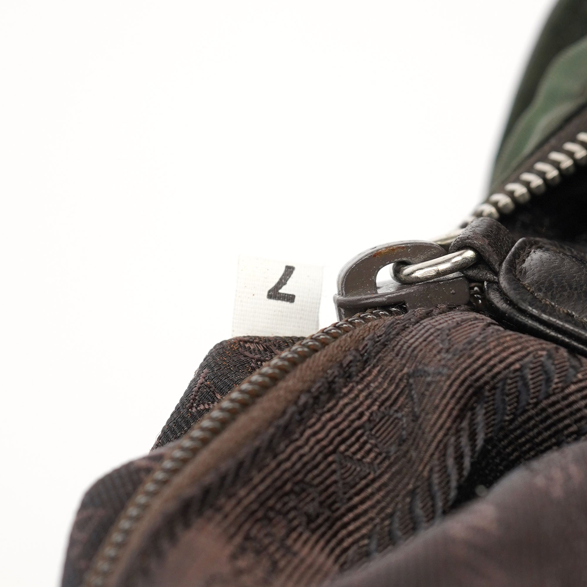 1995 Brown Green Nappa Tessuto Nylon Tote Bag