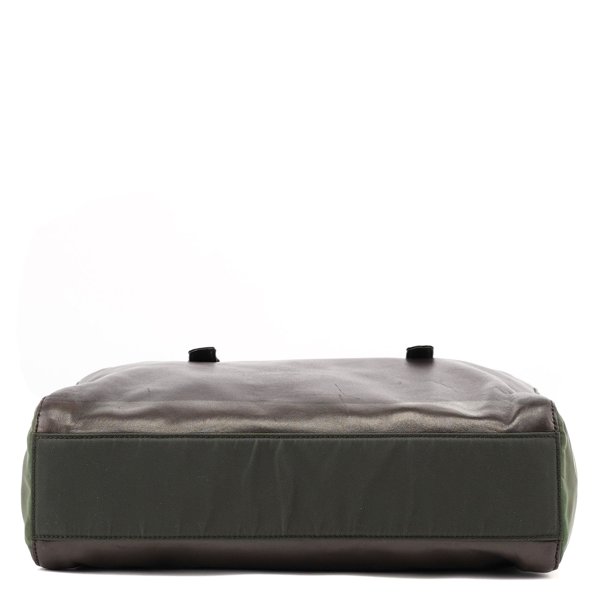 1995 Brown Green Nappa Tessuto Nylon Tote Bag
