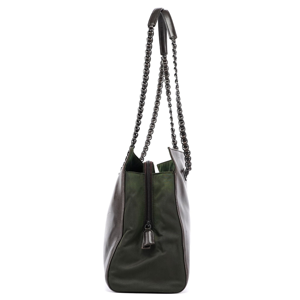 1995 Brown Nappa Tessuto Chain Tote