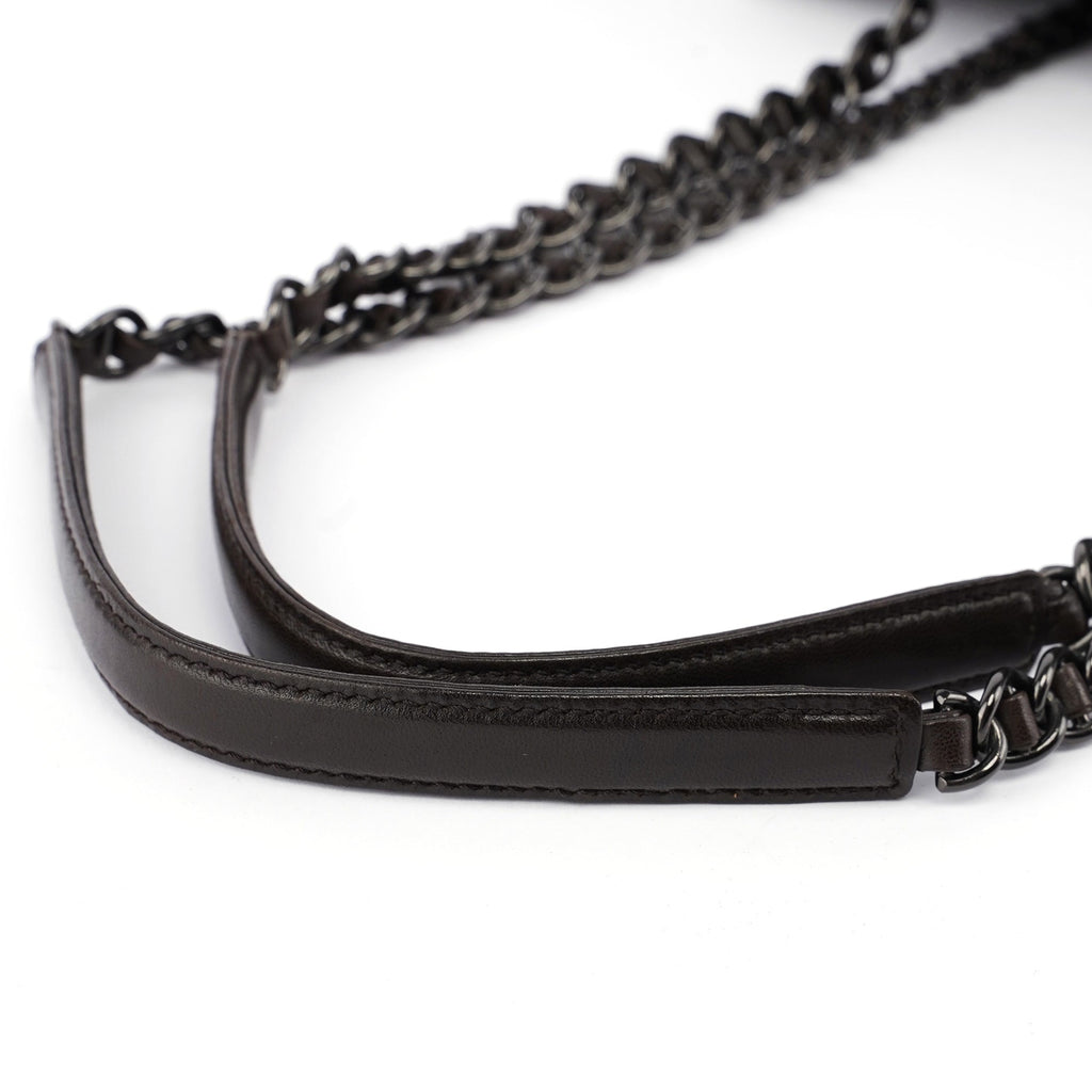 1995 Brown Nappa Tessuto Chain Tote